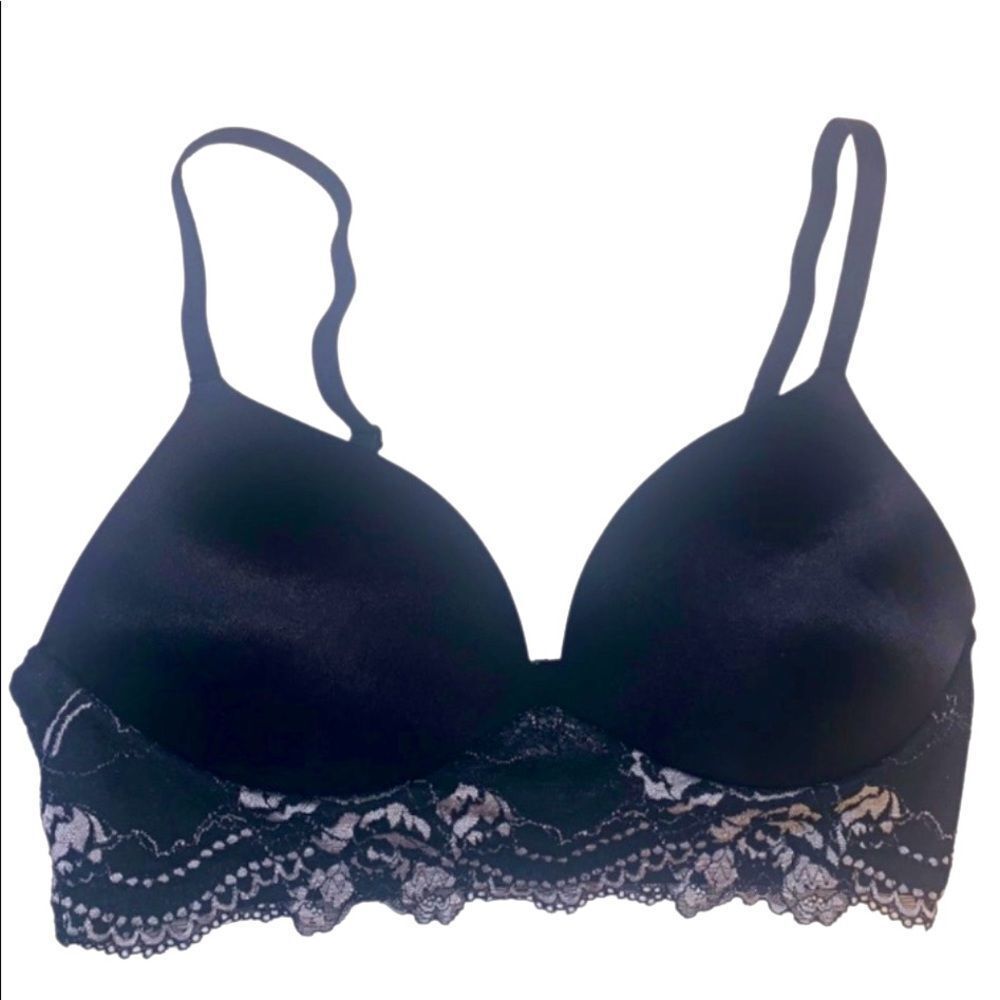 VS Victoria's Secret La Senza Size Medium Black W/ Gray Long Line Bralettelace